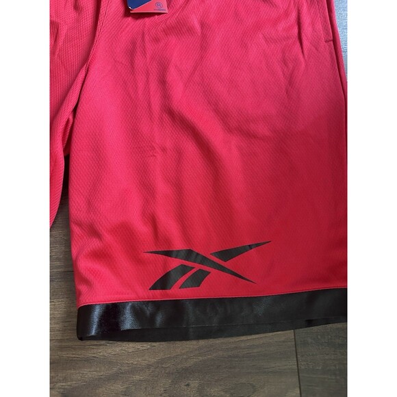 Reebok Men's Regular-Fit Logo-Print Mesh 10" Basketball Shorts Red Black S - Picture 5 of 8